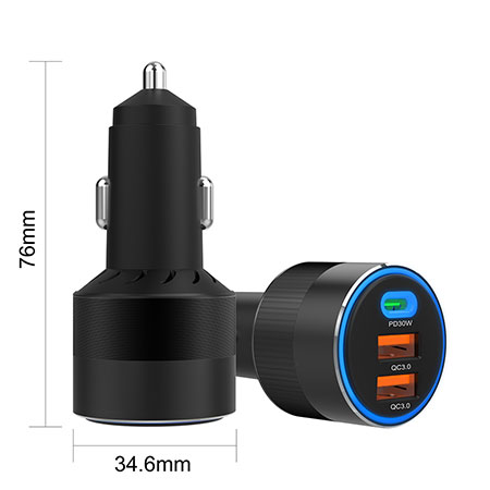 3 Port Car Charger - 353-2UC-66W